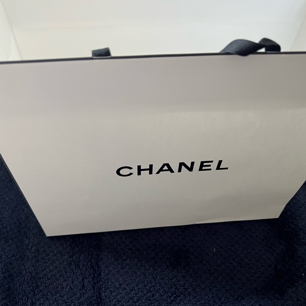 CHANEL White and Black Shopping Bag